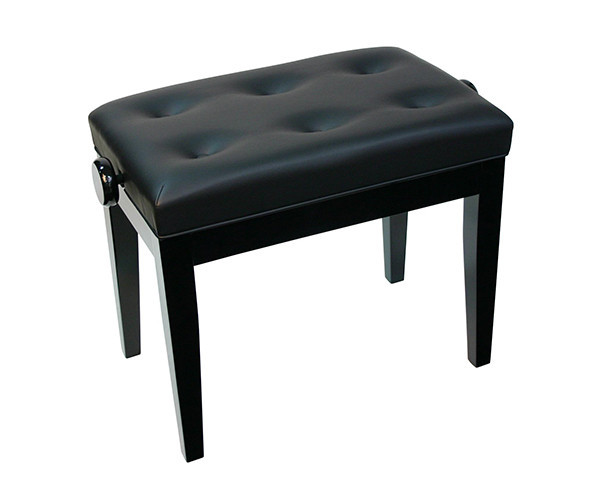 52050 Adjustable Piano Bench w/ Buttoned Seat - Black