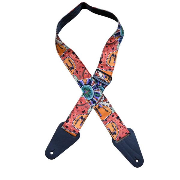 Colonial Leather Aboriginal Art Guitar Strap – Kangaroo Ground (RSI-13)