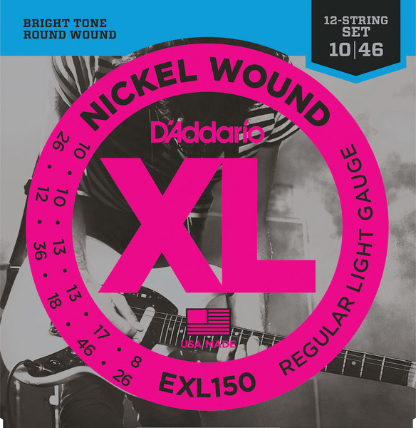 D'Addario EXL150 Nickel Wound Electric Guitar Strings 12-String Regular Light 10-46