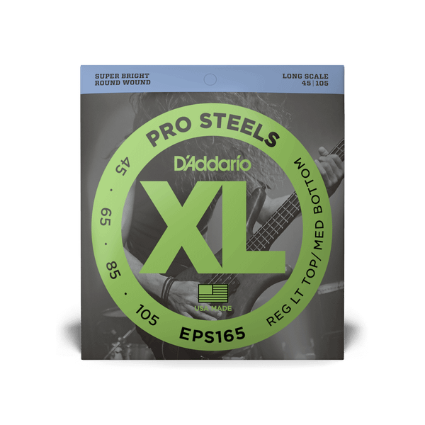D'Addario EPS165 ProSteels Bass Guitar Strings Custom Light 45-105 Long Scale