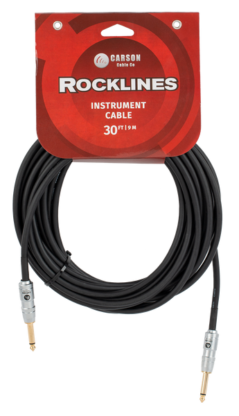 Rocklines ROK30SS 30 ft Noiseless Instrument Cable - Black Carson