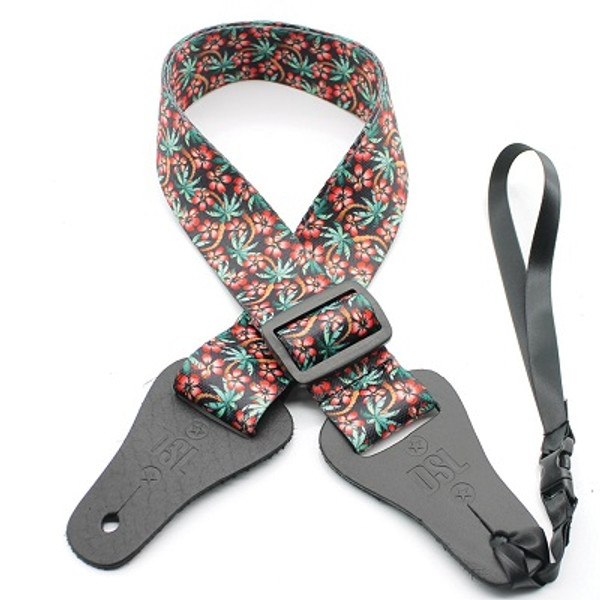 UKULELE STRAP 1.5inch RED HIBISCUS DSL STRAPS