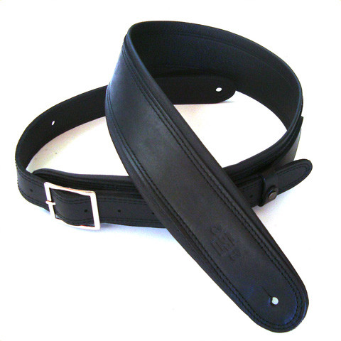 Guitar Strap 2.5" Rolled Edge Buckle Black/Black