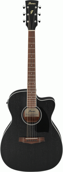 Ibanez | PC14MHCE Concert Acoustic-Electric Guitar - Weathered Black Open Pore Front