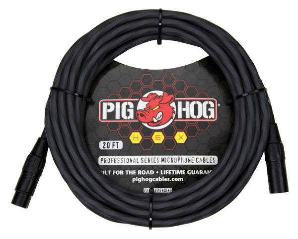 Pig Hog Microphone Cable 20ft XLR to XLR- Grey Hex PHMH20GR- Front