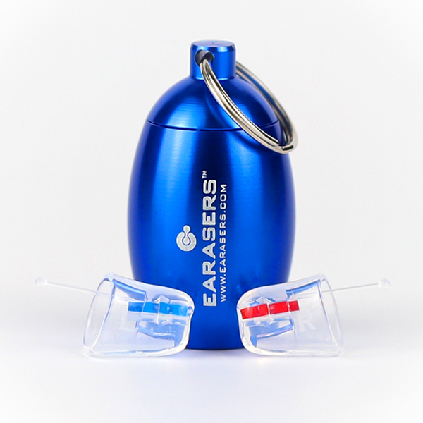 Earasers Musicians Hi-Fi Earplugs with Keychain (blue canister)