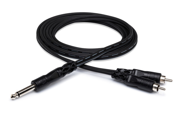 HOSA Y Cable 1/4 in TS to Dual RCA 1ft