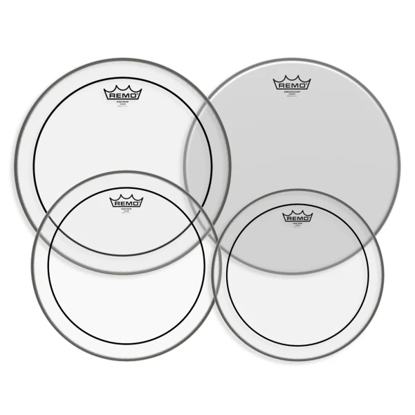 Remo Pinstripe Clear 10", 12", 14" Drum Head Fusion Pack with FREE 14" Ambassador Coated