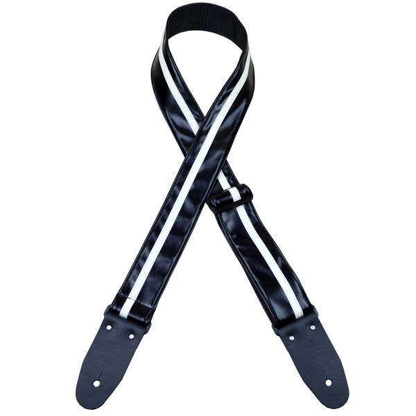 Colonial Leather Stripe Rag Guitar Strap – Black and White Stripe