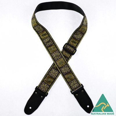 Brown & Gold Jacquard 50mm Webbing Guitar Strap