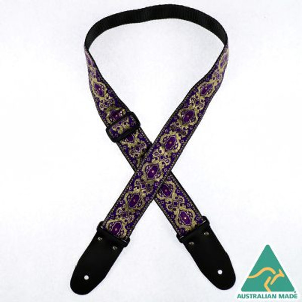 Purple & Gold Jacquard 50mm Webbing Guitar Strap