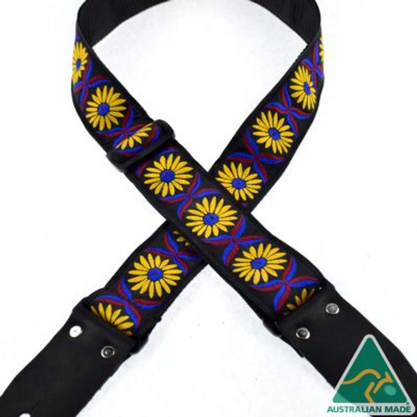 Yellow Daisy Jacquard 50mm Webbing Guitar Strap