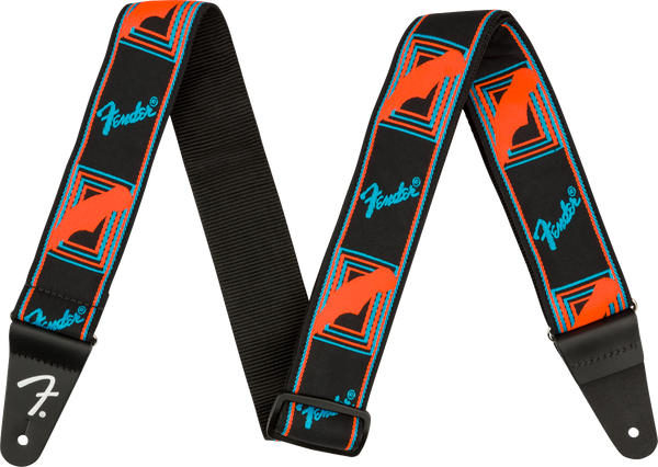 Fender Neon Monogrammed Guitar/Bass Strap - Blue and Orange