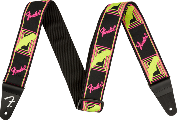 Fender Neon Monogrammed Strap - Pink and Yellow