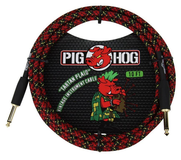 Pig Hog PCH10PL Vintage Guitar Instrument Cable Tartan Plaid - 10ft