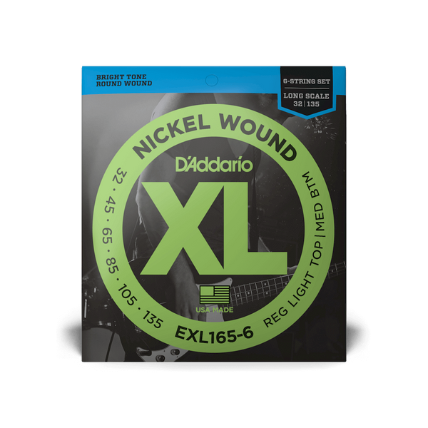 D'Addario EXL165-6 Regular Light Top/Medium Bottom Long Scale 6-String 32-135 Bass Strings