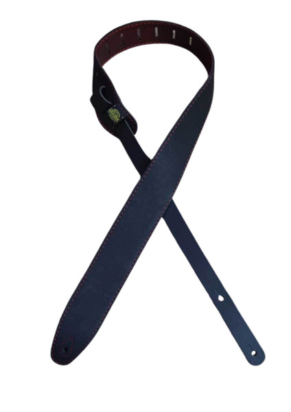 Colonial Leather Guitar Strap 2.5" Upholstery Backed Black/Burgandy