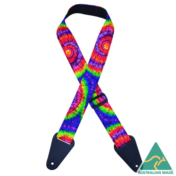 Multi-Coloured Tie Dye Rag Guitar Strap - Rainbow