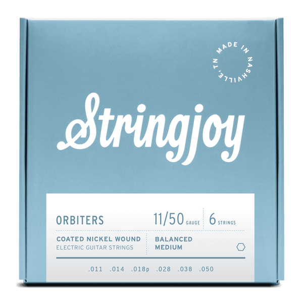 Stringjoy Orbiters Balanced Medium Gauge Coated Nickel Wound Electric Guitar Strings 11-50