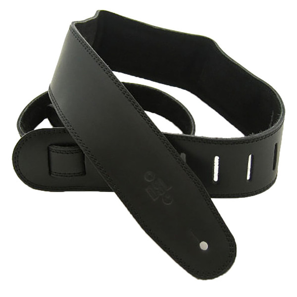 DSL GES25 Padded Suede Guitar Strap - Black/Black