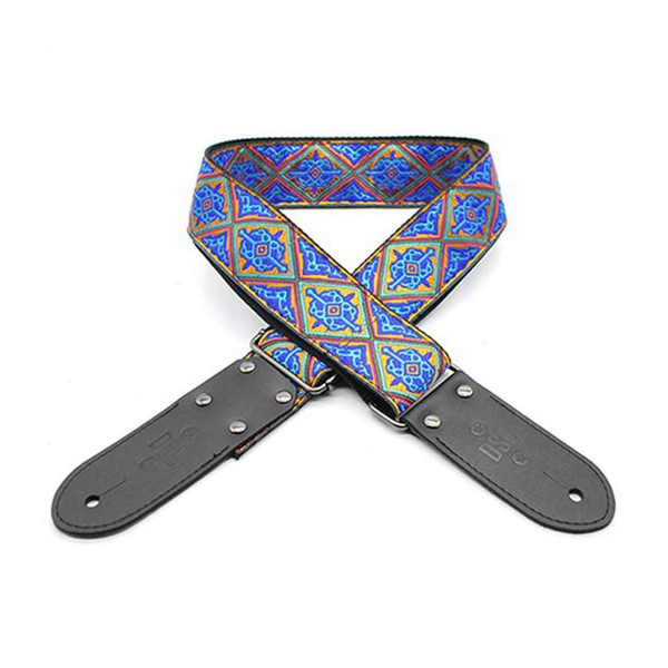 DSL Jacquard Weave Saba Guitar Strap - Gold Blue