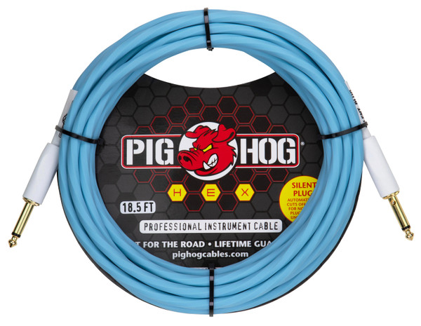 Pig Hog Hex Silent Instrument Cable 18.6ft - Daphne Blue
