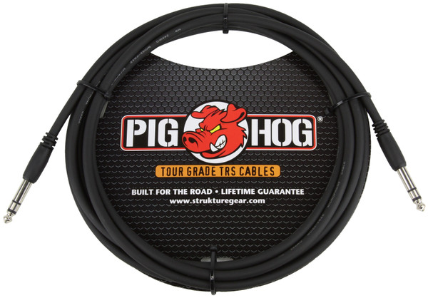Pig Hog 1/4" TRS - 1/4" TRS Instrument Cable 10ft - Black