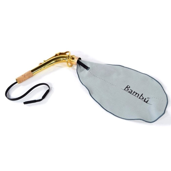 Bambú microfibre neck swab for cleaning moisture and residue from inside an alto saxophone or bass clarinet neck.