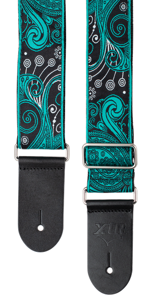 XTR Vintage Jacquard Guitar Strap – Paisley Jade Green
