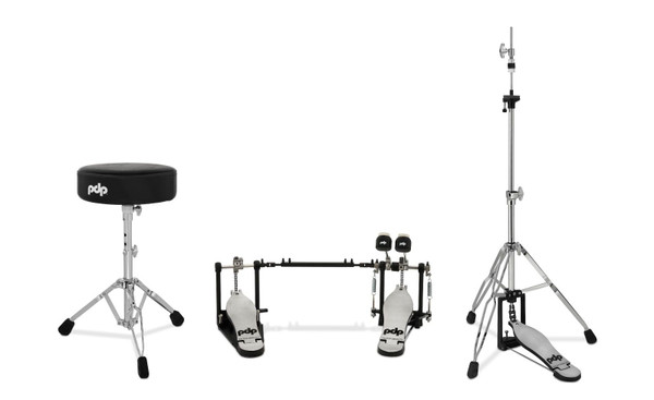 DW Hardware Pack. Inc: 3000 Series Double Pedal, 3-leg Hi-Hat Stand & Stool