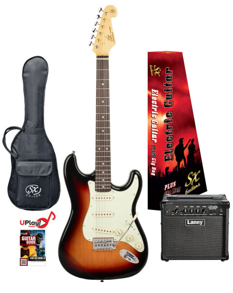 SX Electric Guitar Pack with 15W Laney Amp – 3 Tone Sunburst