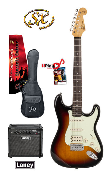 SX HSS Electric Guitar Pack with 15w Laney Amp – 3 Tone Sunburst