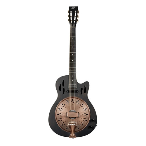 Ortega Resonator Guitar Mahogany Distressed Satin Black - RRG40CE-DBK