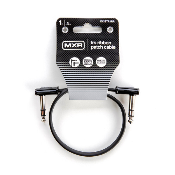 MXR Ribbon TRS Patch Cable 1ft with ultra-thin flexible design, low-profile metal connectors, and oxygen-free copper wire for quiet, clean performance.
