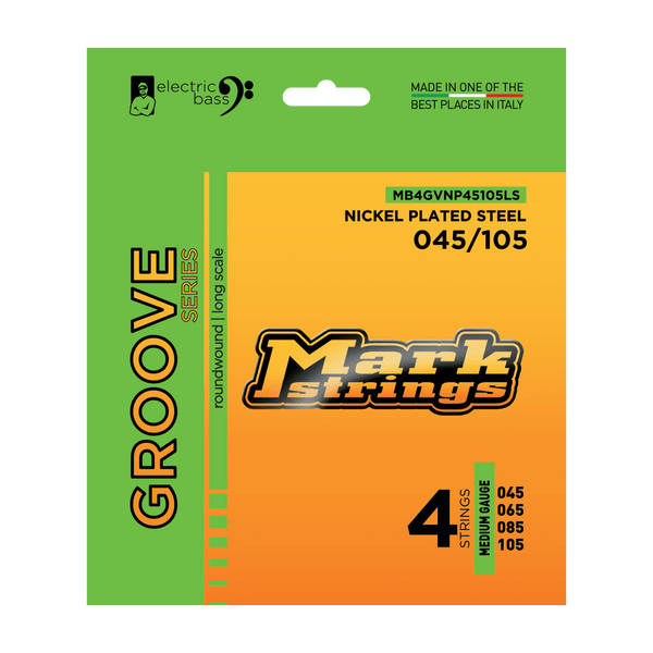 Markbass GROOVE nickel plated bass strings 4-string set 45-105 on white background