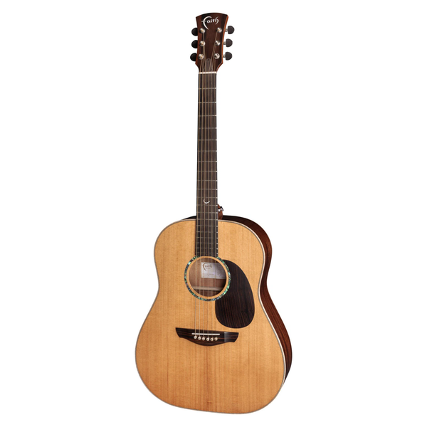 Faith PJE Legacy Mars acoustic-electric guitar with torrefied Sitka spruce top, African Khaya mahogany back and sides, slope-shoulder dreadnought body, flamed maple binding, Ebony fittings and Fishman Flex-T Blend electronics.