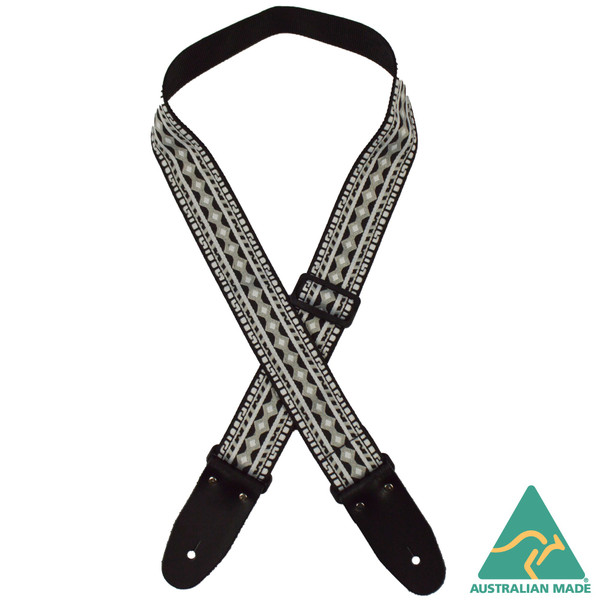 Colonial Leather Jacquard Rag Guitar Strap - Silver Diamonds