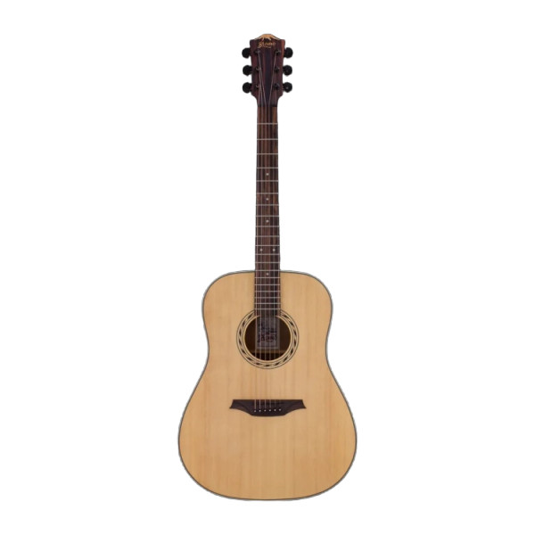 Bromo BAA1 dreadnought acoustic guitar with satin finish, spruce top, mahogany body, Amara Ebony fingerboard, and Mt. Bromo headstock logo, photographed front-on against a neutral background.