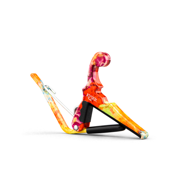 Kyser Quick-Change ukulele capo in Hawaiian Lei finish, designed for small ukulele necks with a durable spring-loaded clamp.