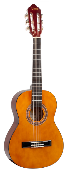 Valencia VC103 3/4 size classical guitar with natural finish, nylon strings, and traditional classical body shape.