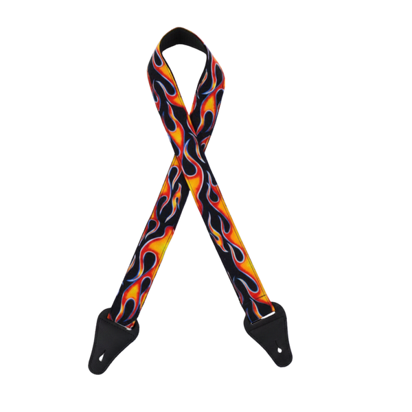 Colonial Leather flame ukulele strap jacquard front view
