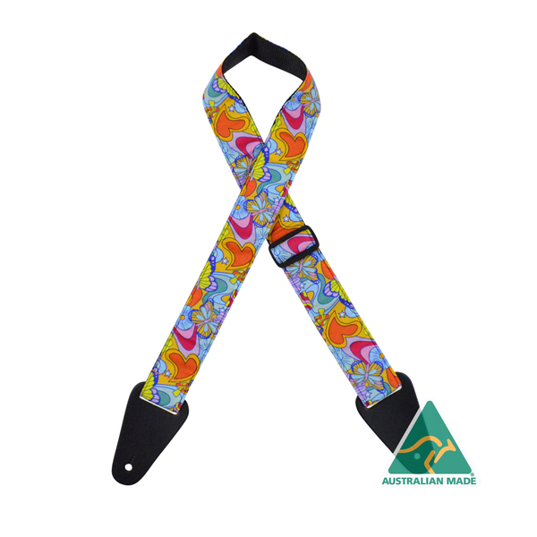 Colonial Leather hippie guitar strap fabric front view