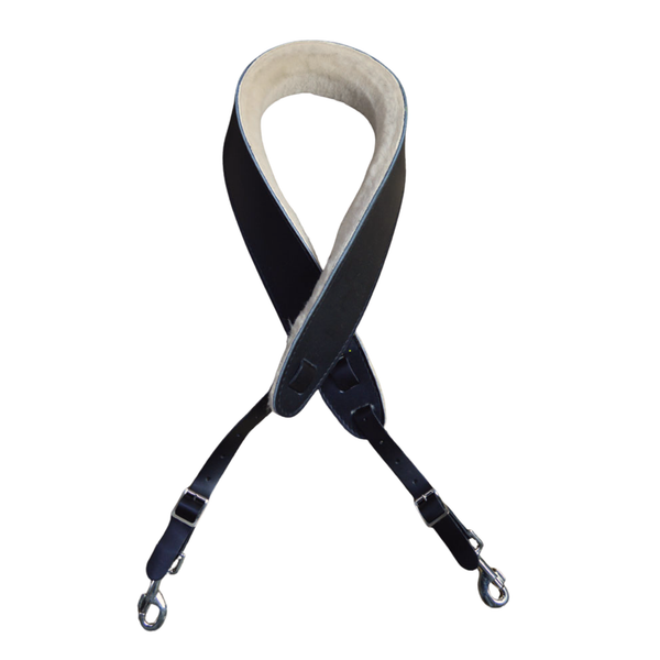 Colonial Leather banjo cradle strap black leather lambswool