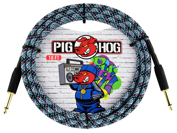 Pig Hog Instrument Cable 10ft -  Blue Graffiti