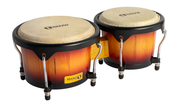 Mano Percussion MP1900NA sunburst wood bongos side view