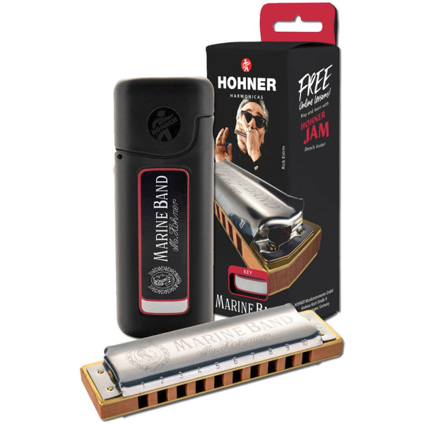 Hohner Marine Band 1896 harmonica in key of D - case and box