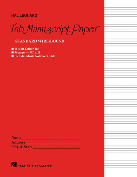 Hal Leonard guitar tab manuscript paper wire-bound book