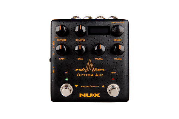 NU-X Verdugo Series Optima Air acoustic simulator and IR loader pedal with built-in preamp, reverb and XLR DI output.