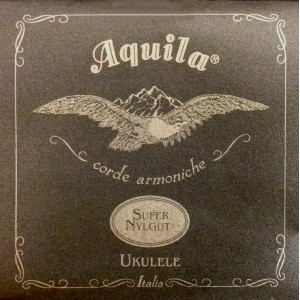 Aquila Super Nylgut High-G baritone ukulele string set with natural pearl finish.