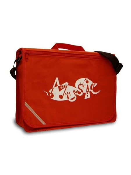 Mapac Excel red music bag with spacious 9cm gusset, reflective strip, storage compartments and detachable shoulder strap.